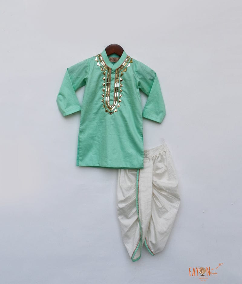 Aqua Green Kurta with Dhoti for Boys