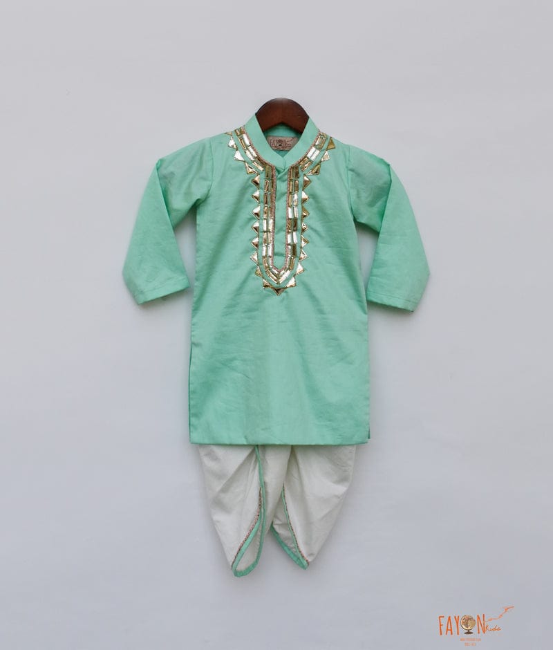 Aqua Green Kurta with Dhoti for Boys