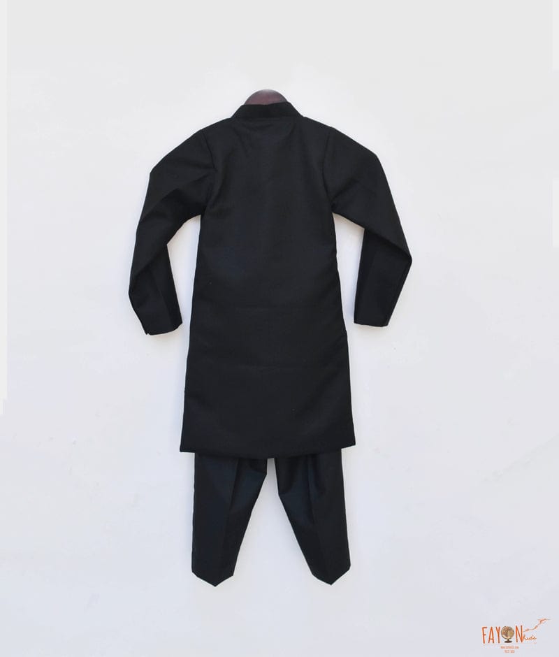 Black Achkan with Initial Pant for Boys