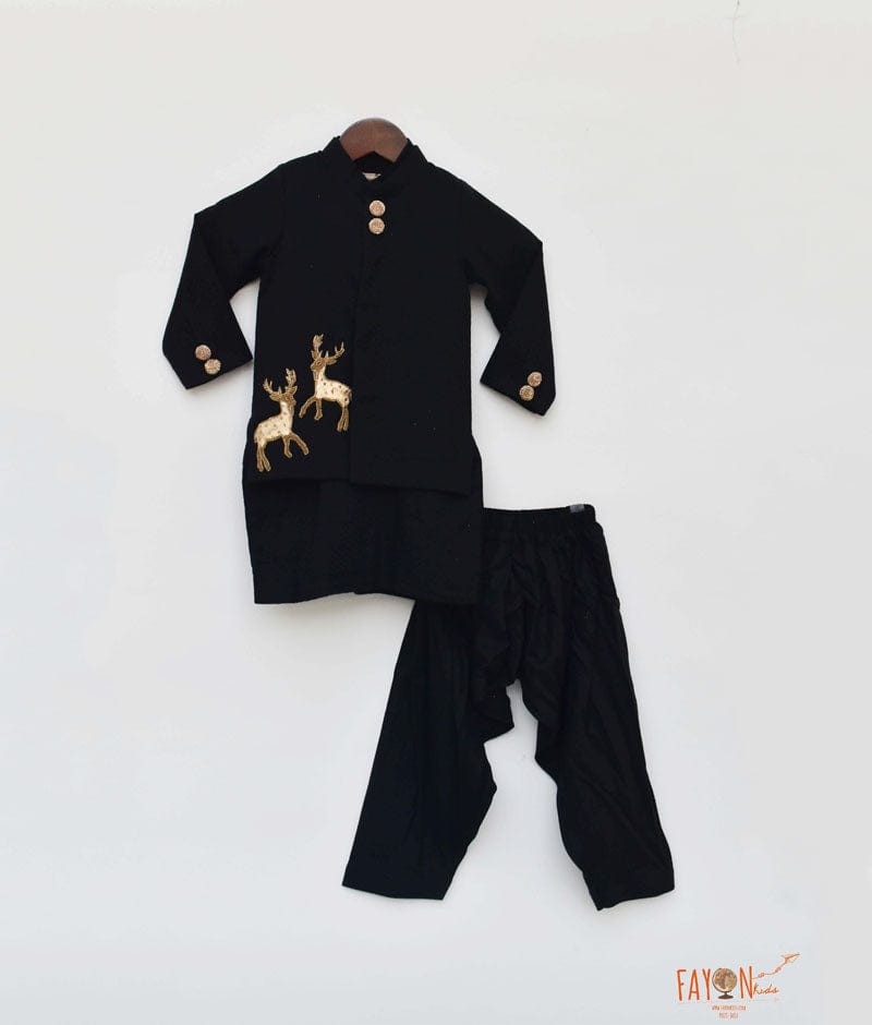 Black Jacket with Kurta Salwar for Boys