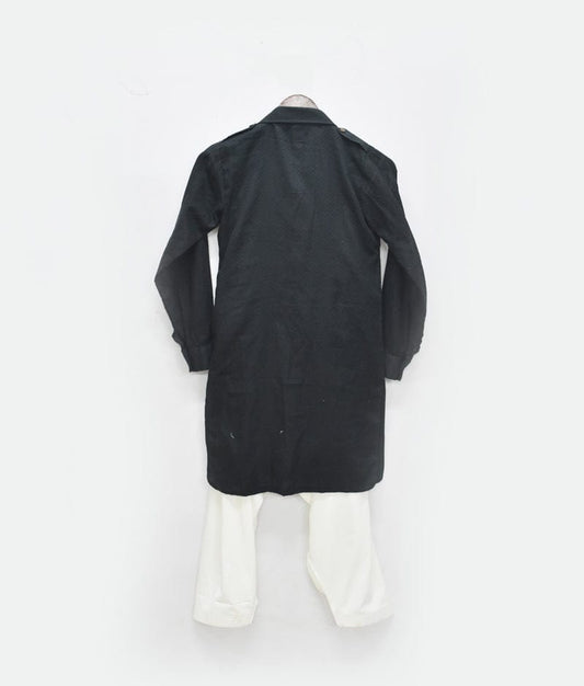 Black Pathani Kurta with Salwar for Boys