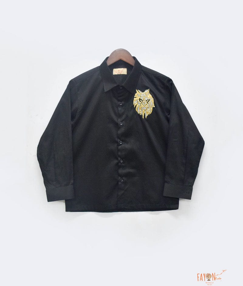 Black Silk Shirt for Boys