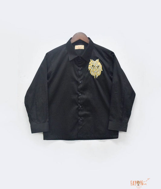 Black Silk Shirt for Boys