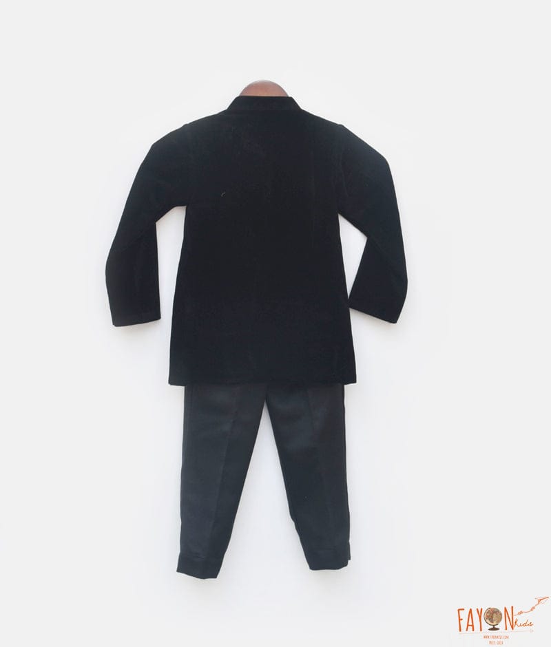 Black Velvet Bandgala and Pant for Boys