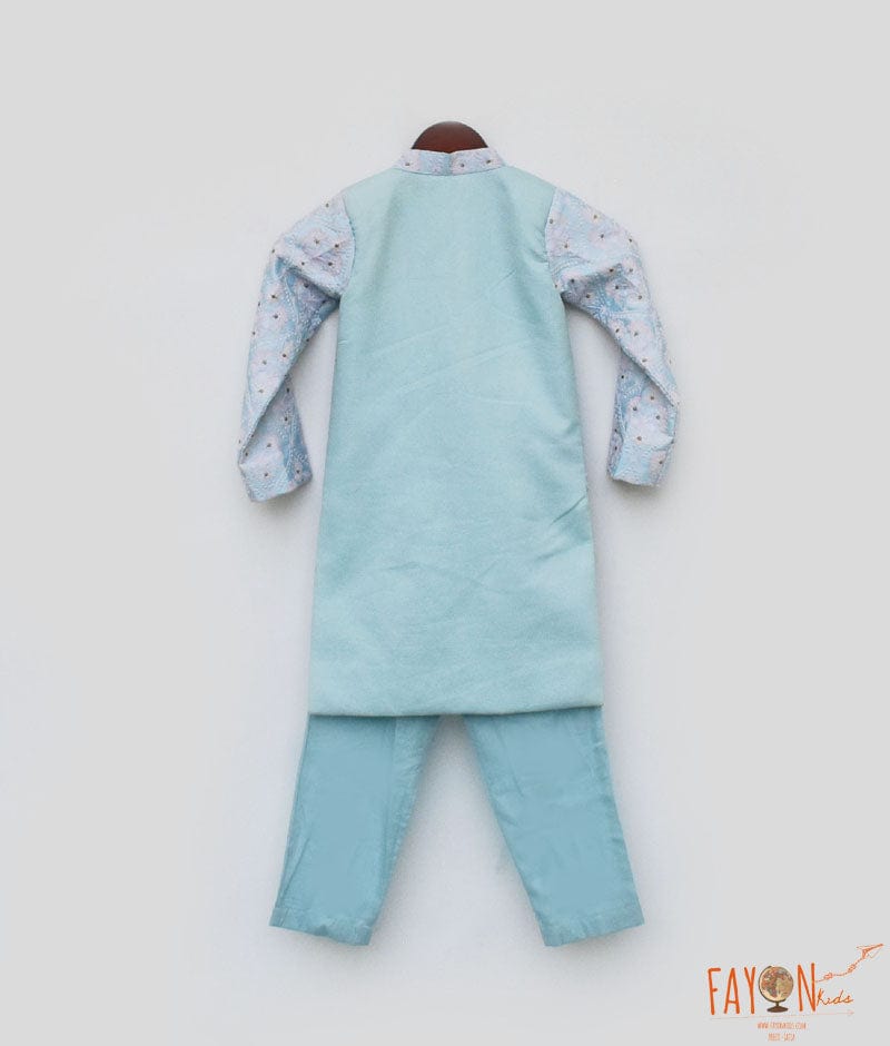 Blue Embroidery Sherwani and Pant for Boys