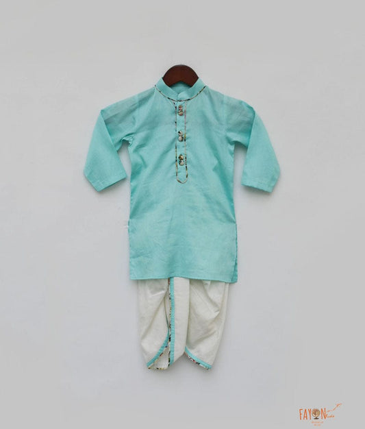 Blue Silk Kurta with Dhoti for Boys