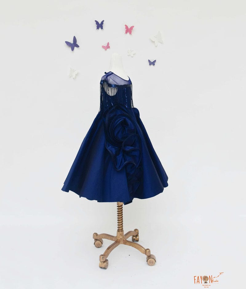 Dark Blue Silk Gown for Girls