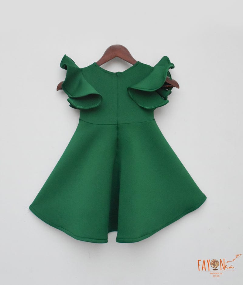 Green Lycra Dress for Girls