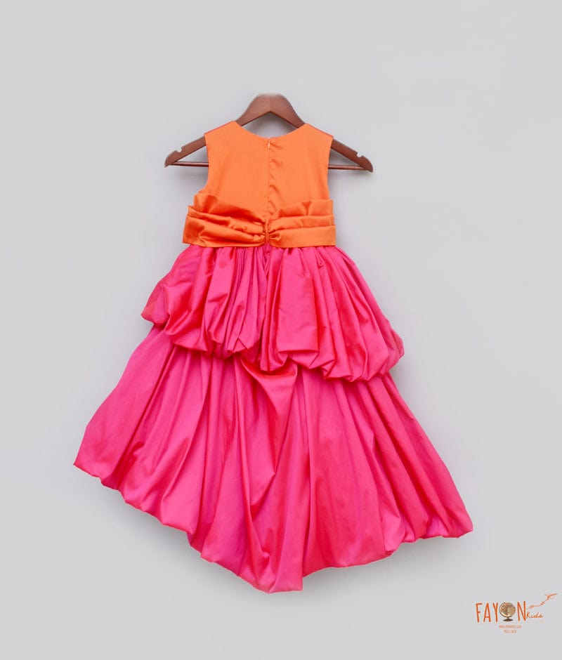 Hot Pink Orange Gown for Girls