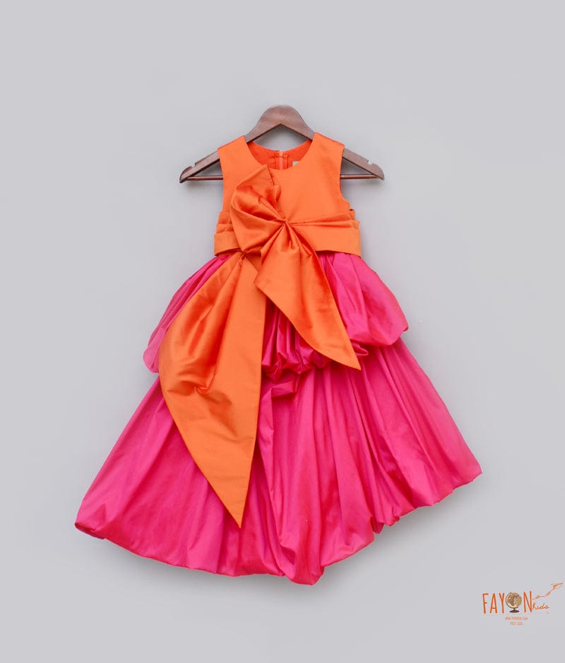 Hot Pink Orange Gown for Girls
