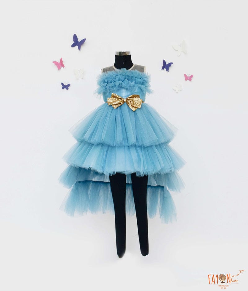 Light Blue Shimmer Net Gown for Girls