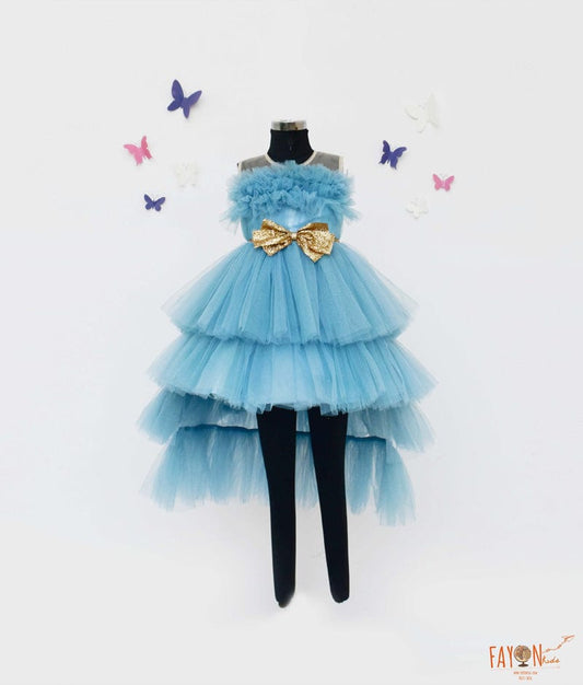Light Blue Shimmer Net Gown for Girls