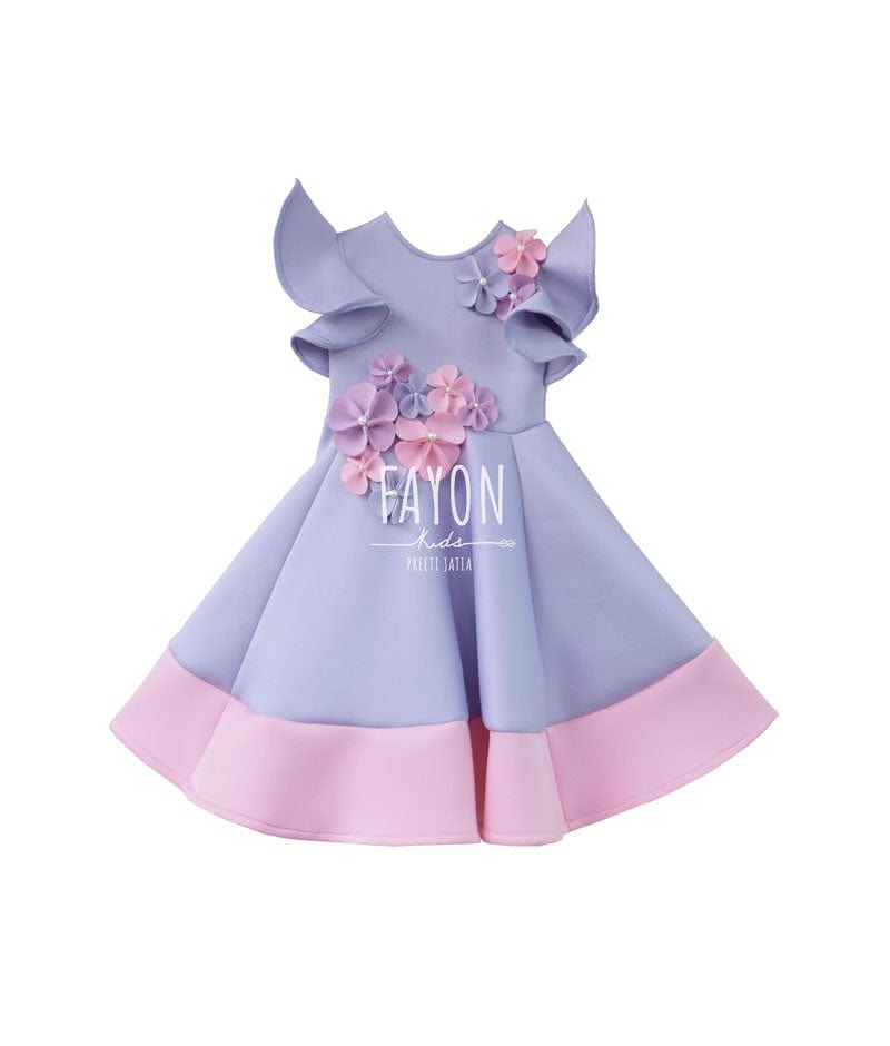 Light Purple Lycra Dress with Flowers for Girls