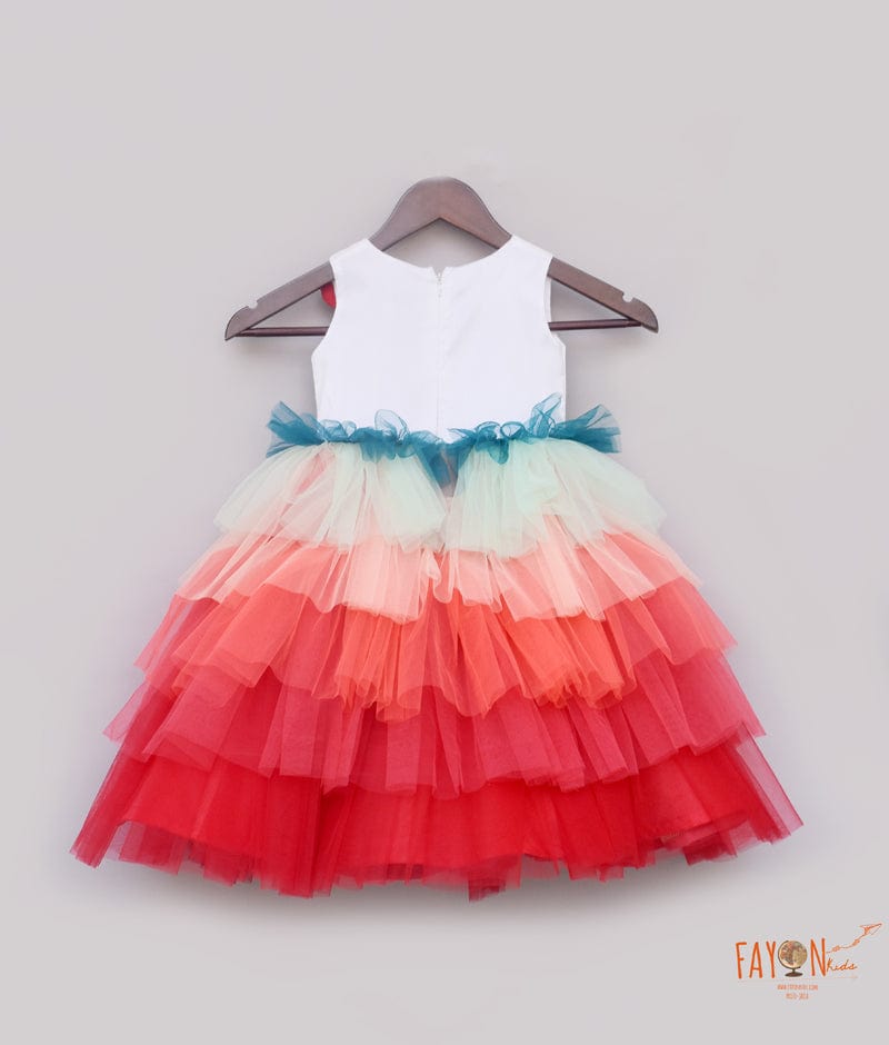 Shop Peach Embroidery Net Gown for Girls