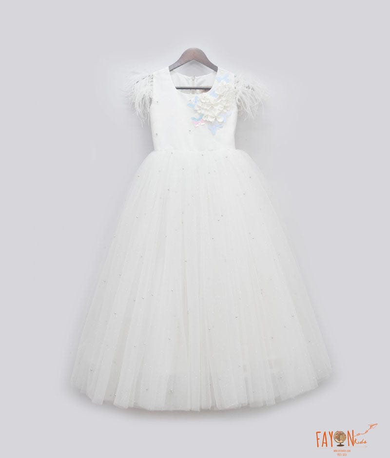Off white Net Gown for Girls