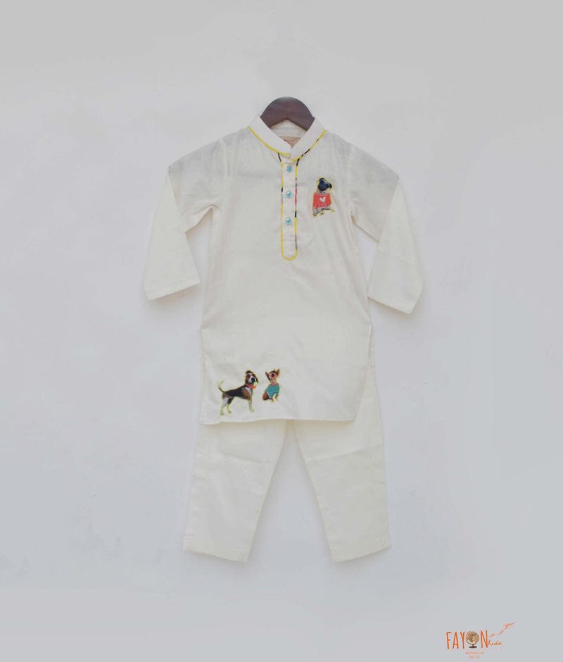 Off white Silk Kurta with Pant for Boys