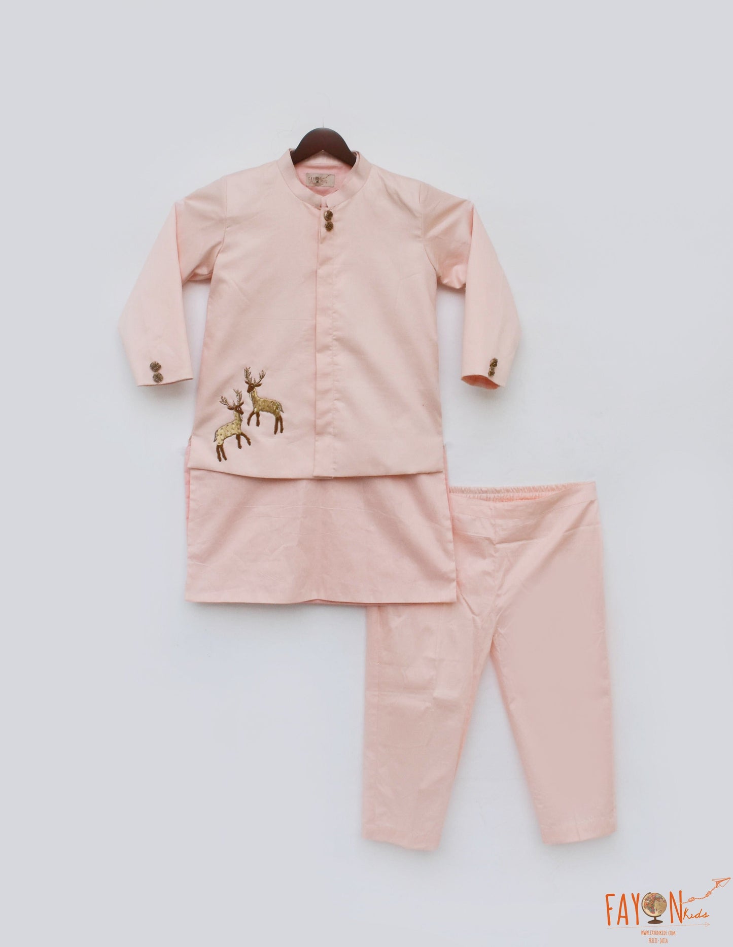 Buy Peach Jacket with Kurta Pant for Boys