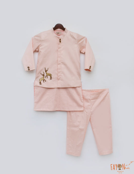 Buy Peach Jacket with Kurta Pant for Boys