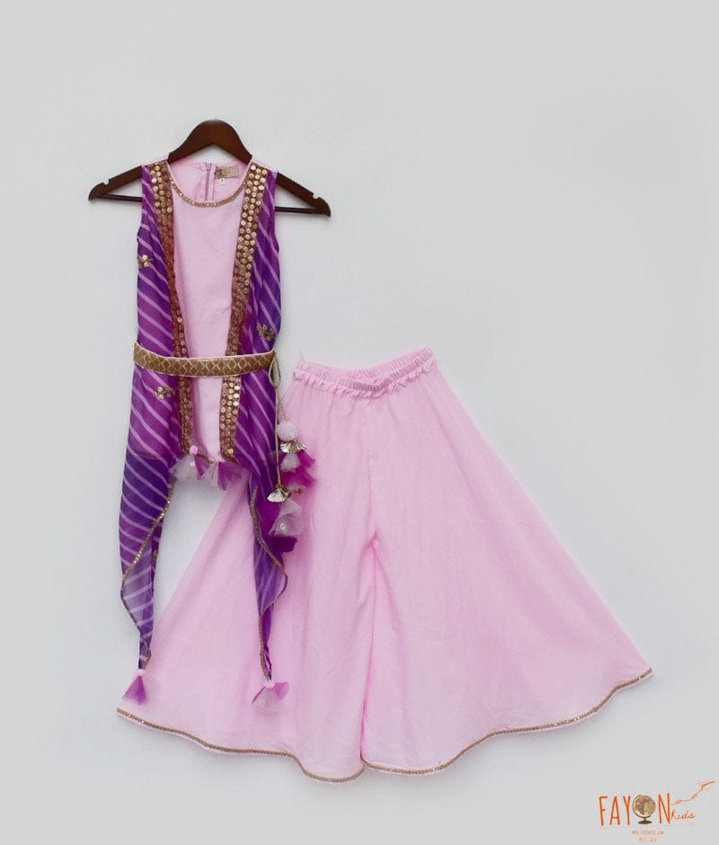 Pink Kurti Jacket and Sharara for Girls