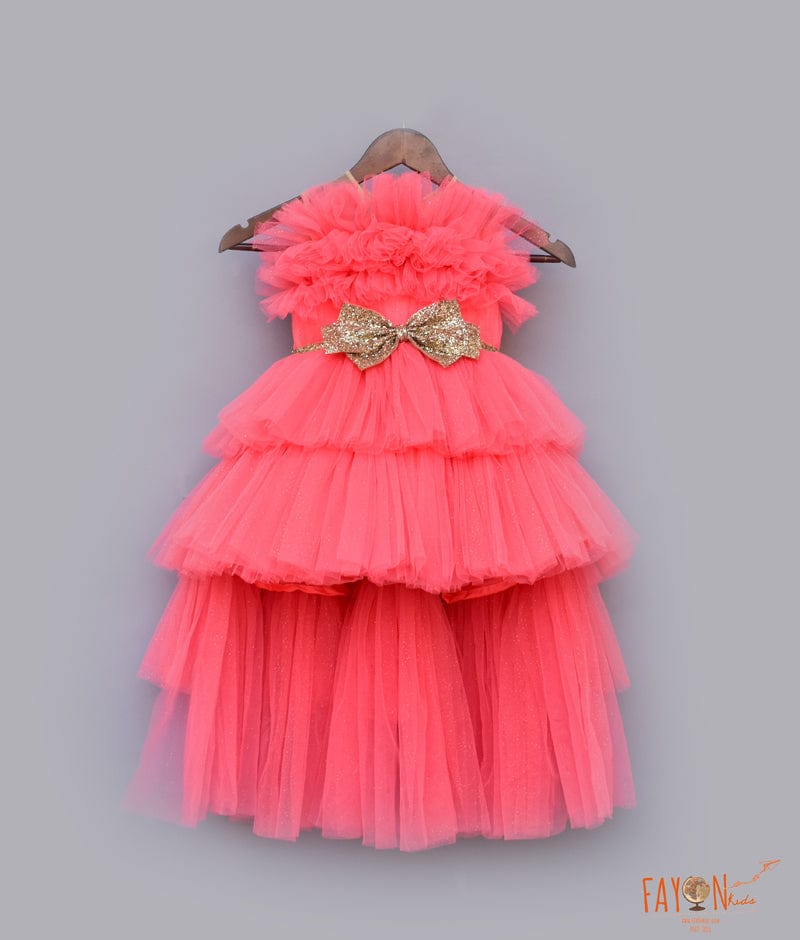 Pink Shimmer Net Gown for Girls