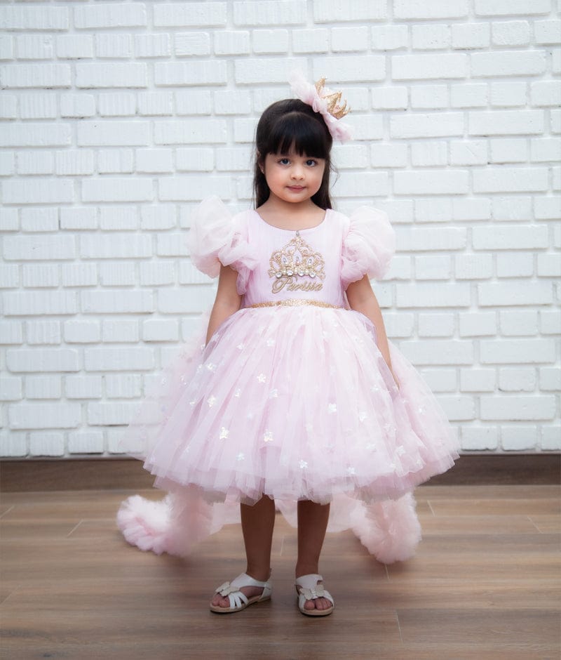 Pink Star Net Dress for Girls