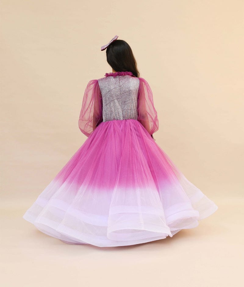 Purple Shimmer Net Gown for Girls