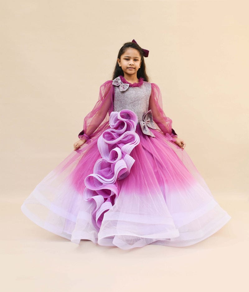 Purple Shimmer Net Gown for Girls