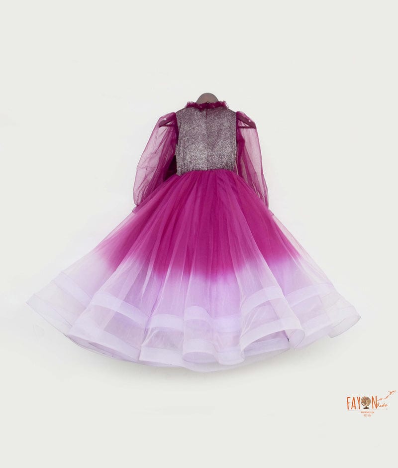 Purple Shimmer Net Gown for Girls