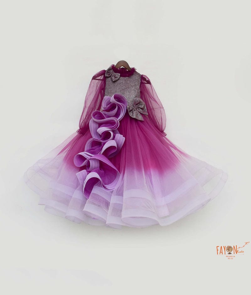 Purple Shimmer Net Gown for Girls