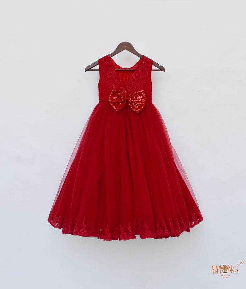 Red Net Gown for Girls
