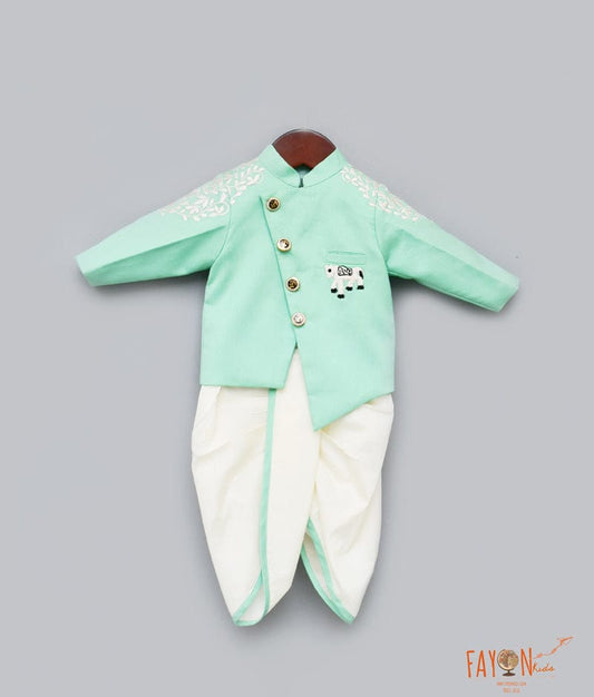 Sea Green Achkan with Dhoti for Boys