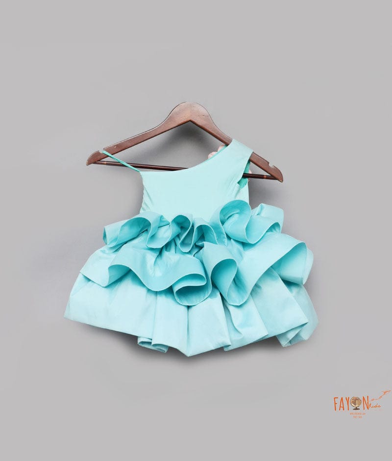 Sea Green Tafetta Frock for Girls