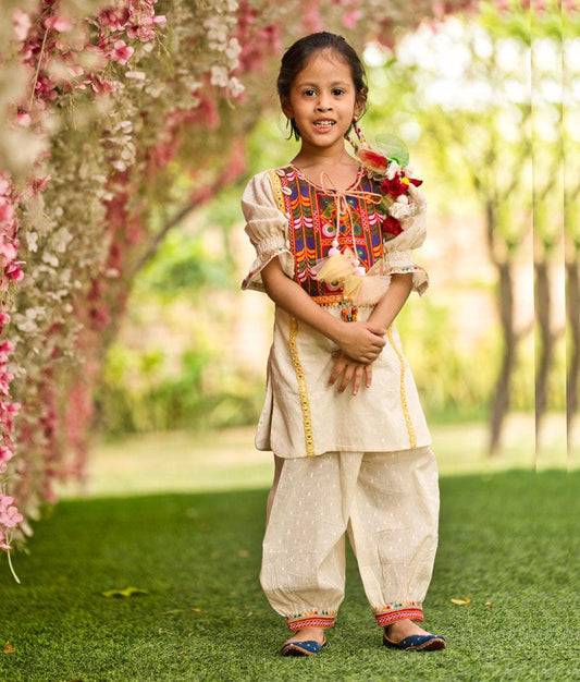 Self Texture Kurti and Salwar for Girls