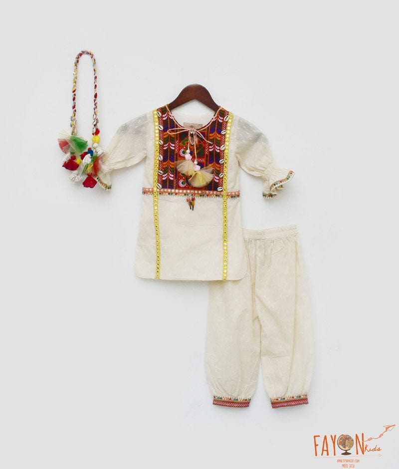 Self Texture Kurti and Salwar for Girls