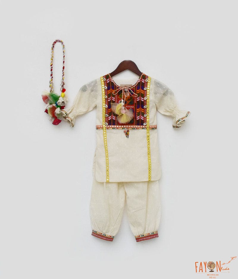 Self Texture Kurti and Salwar for Girls