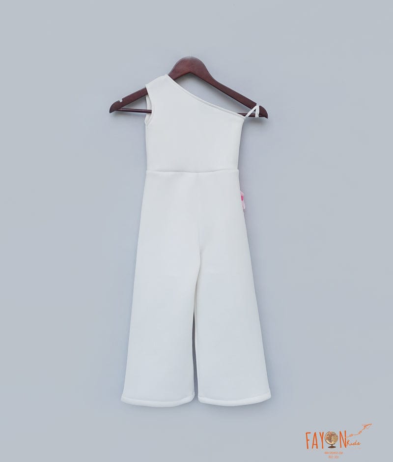 White Lycra Jumpsuit for Girls