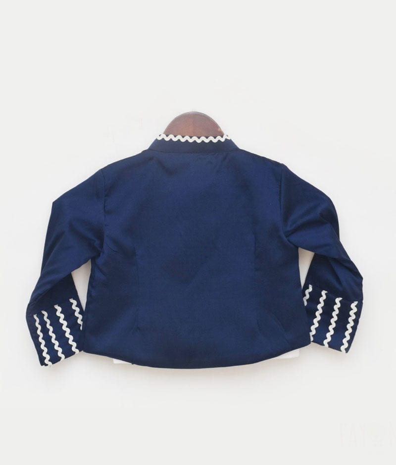 White Top and Blue Jacket for Girls