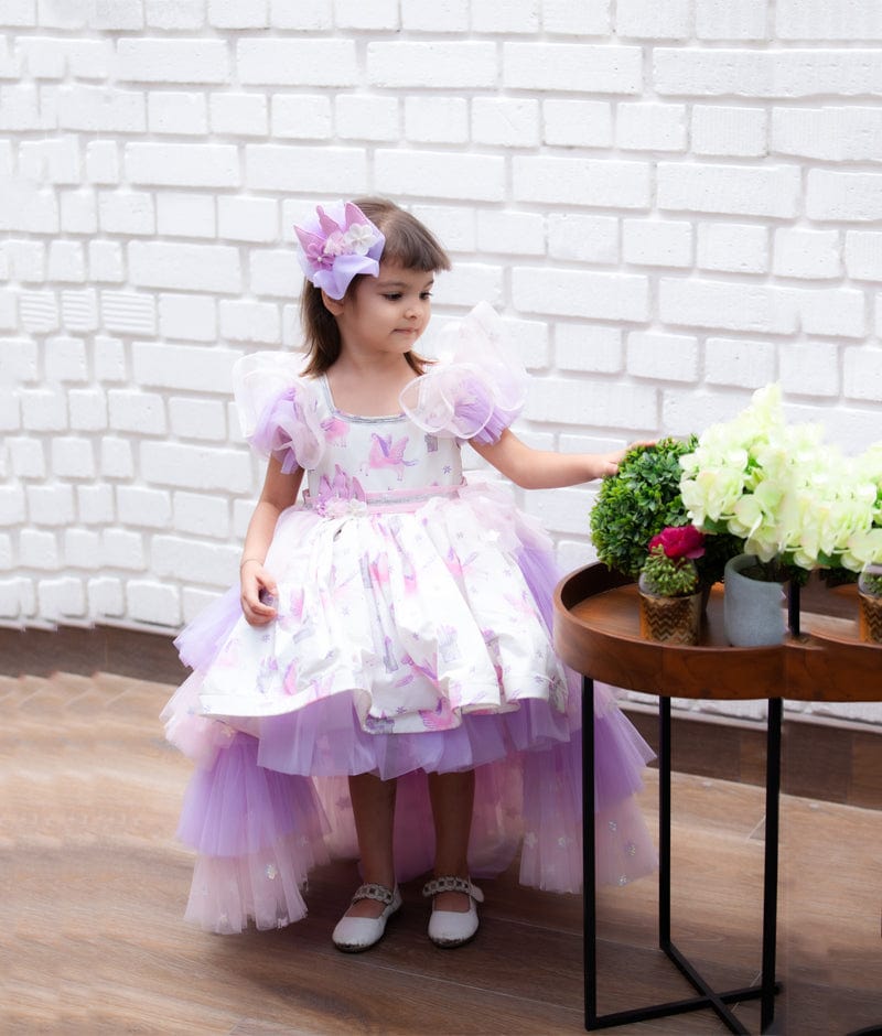White Unicorn Print Dress for Girls