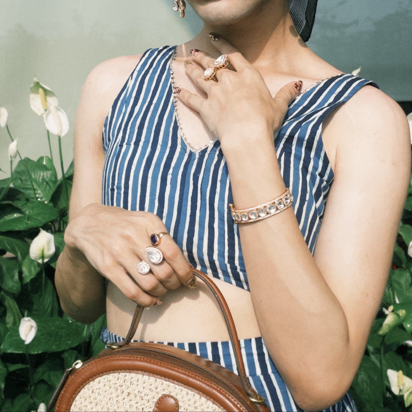 Zevar Club 22K Gold-Plated Handcrafted White Kundan & Zirconia Studded Statement Chandelier Earrings