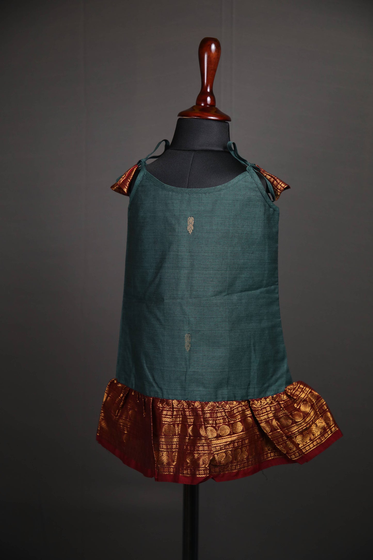 Swara - Tie up Dress in Kanchi Cotton in Teal