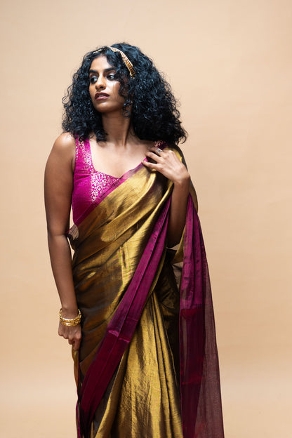 TAVYA saree I Golden Handloom Tissue Saree