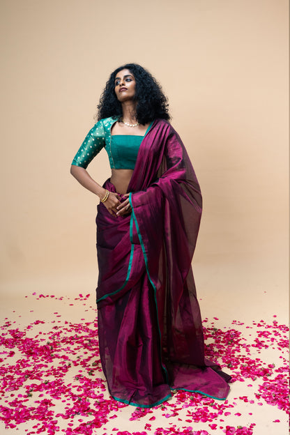 DIVIJA saree I Dark Pink Handloom Tissue Saree