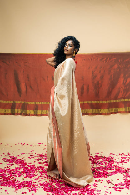 SHRAVI saree I Rose Gold Handloom Tissue Saree