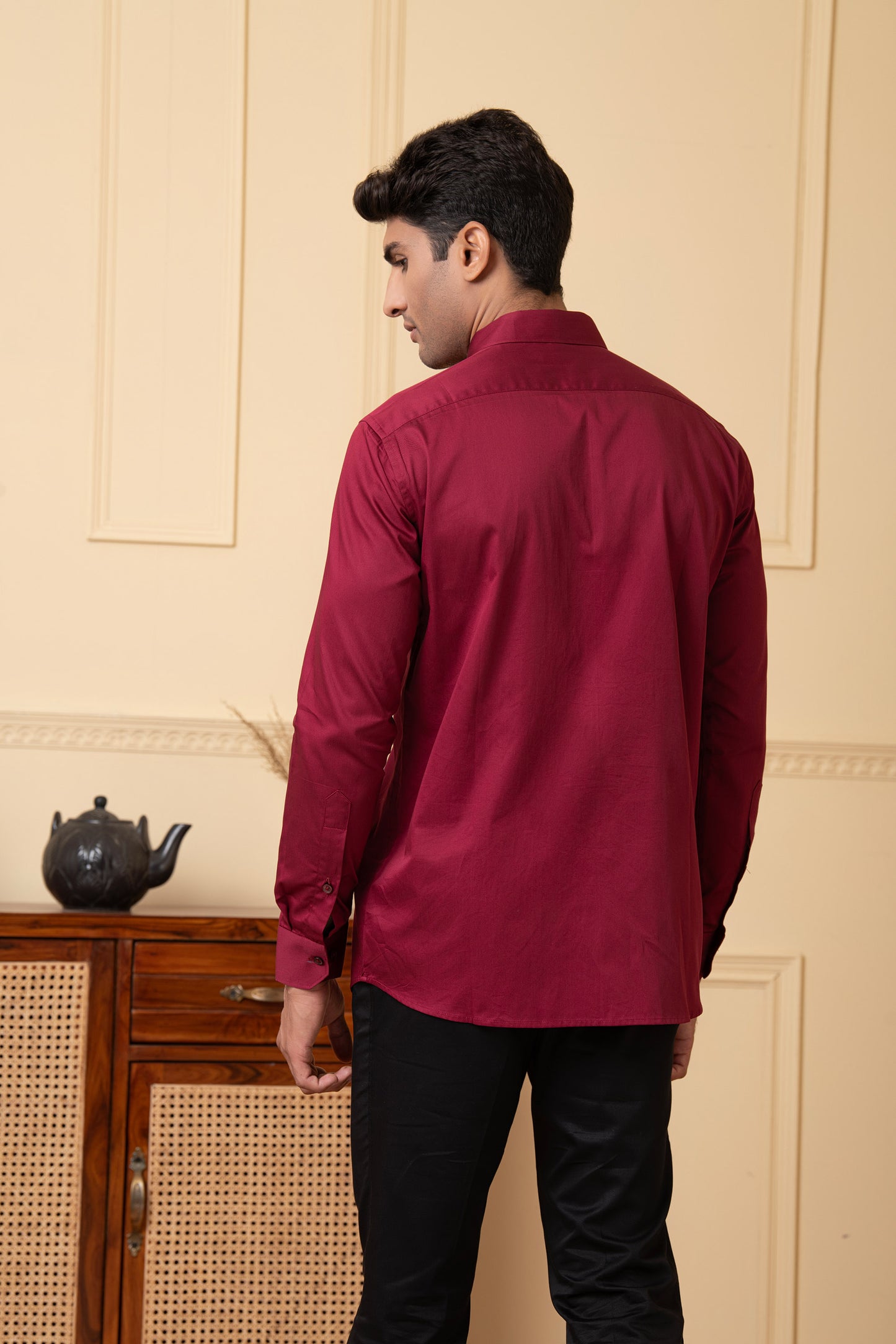 Maroon Giza Cotton Solid maroon plain shirt