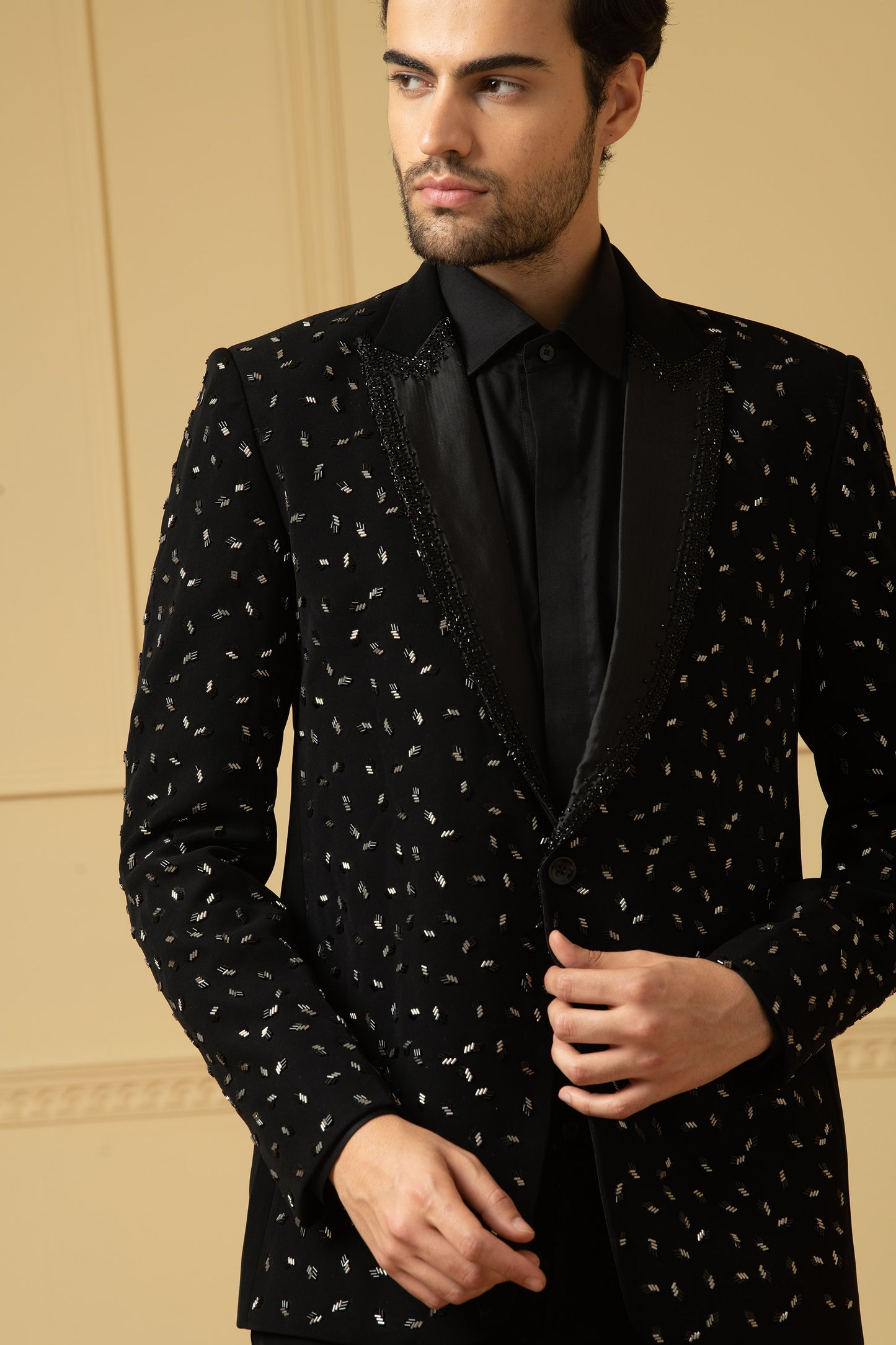 Encendido Black Italian Ethnic Party Wear Blazer