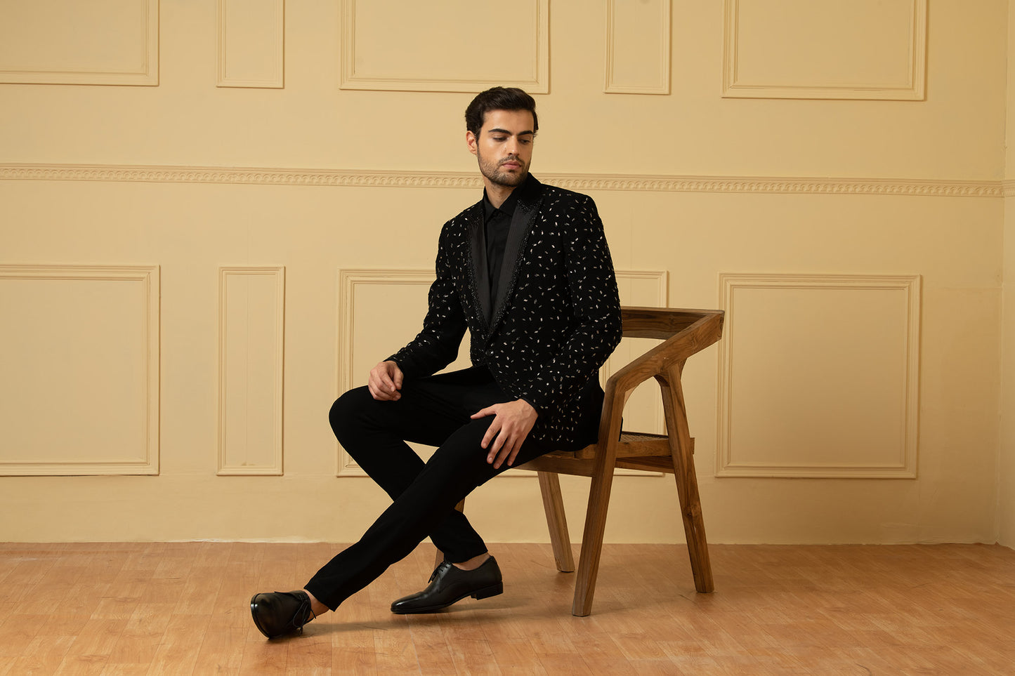 Encendido Black Italian Ethnic Party Wear Blazer