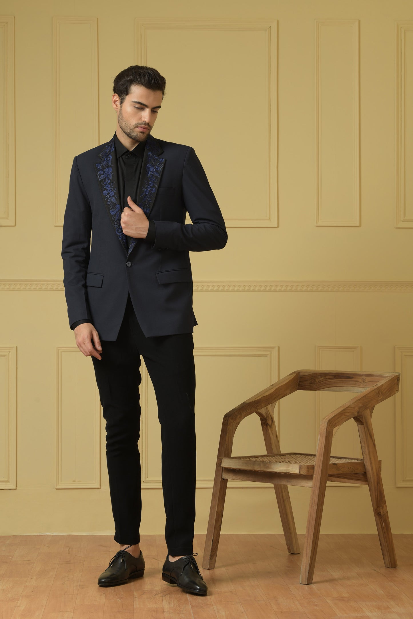 Brisa Blue Italian Strech Synthetic Satin Blazer