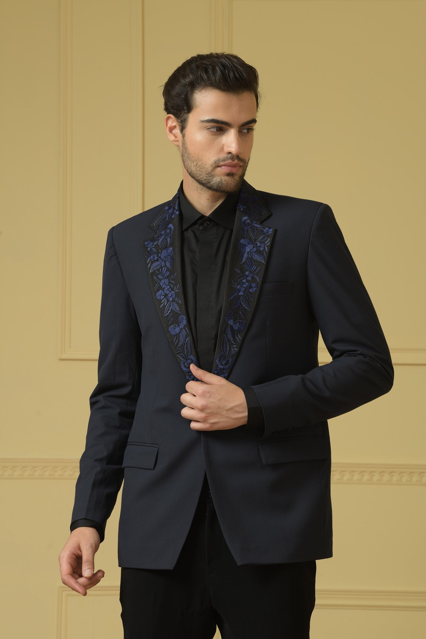 Brisa Blue Italian Strech Synthetic Satin Blazer