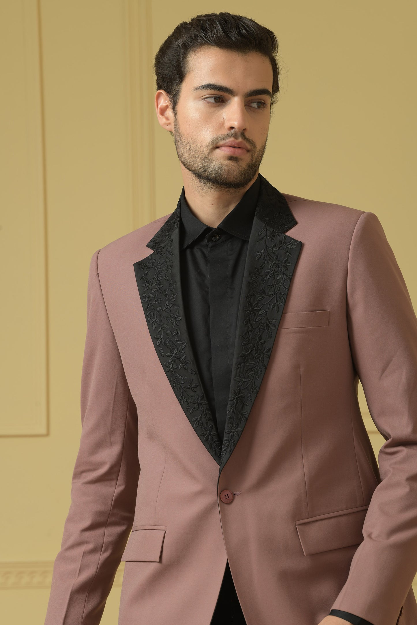 Fasinante Mauve Satin Hand Embroidered Formal Blazer