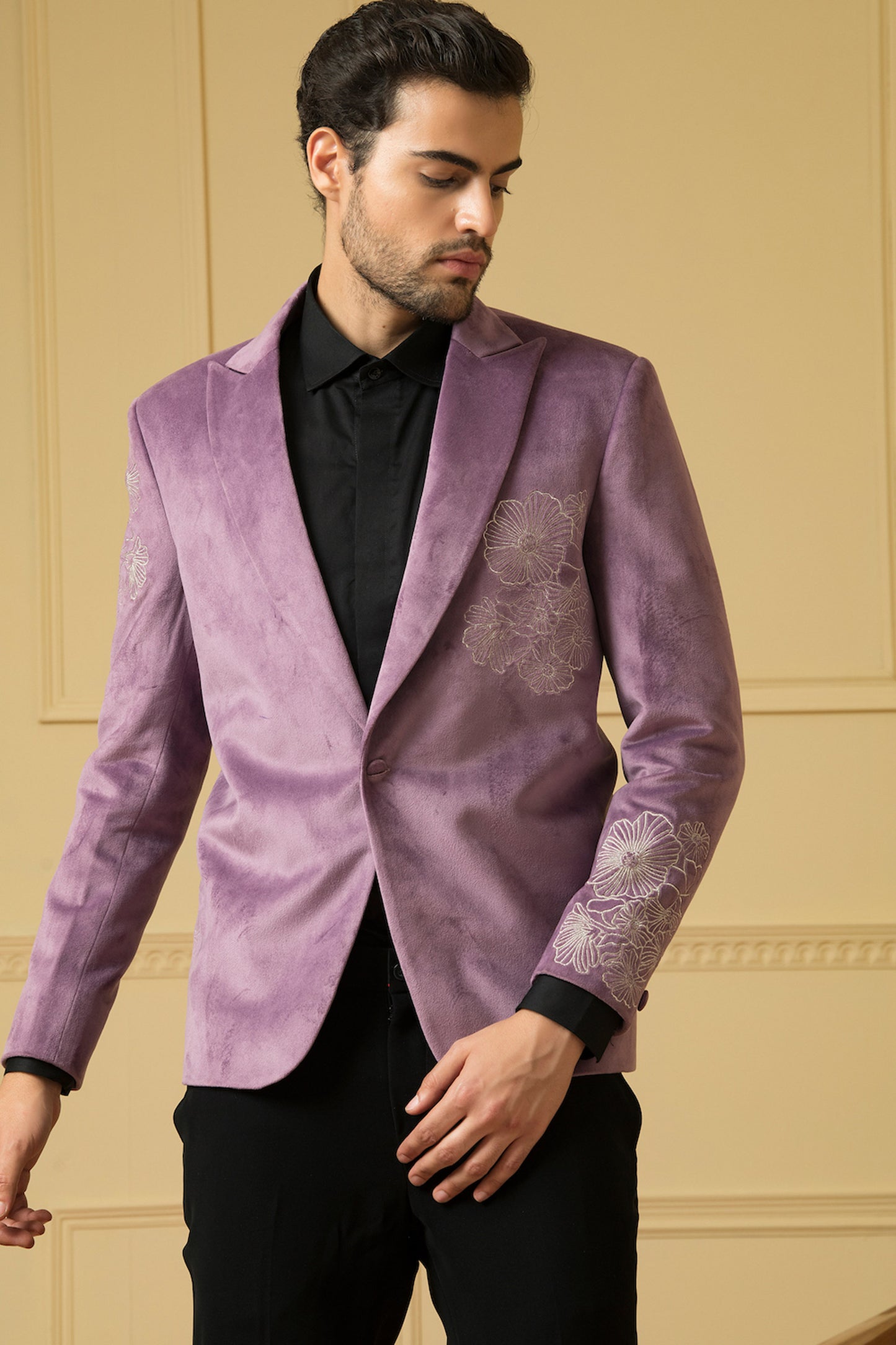 Savvy Purple Velvet Sangeet Blazer